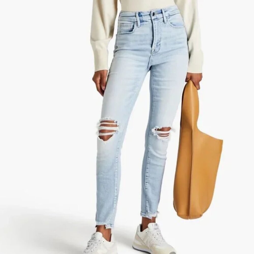 Good American "Good Waist" distressed High Rise skinny Jeans
